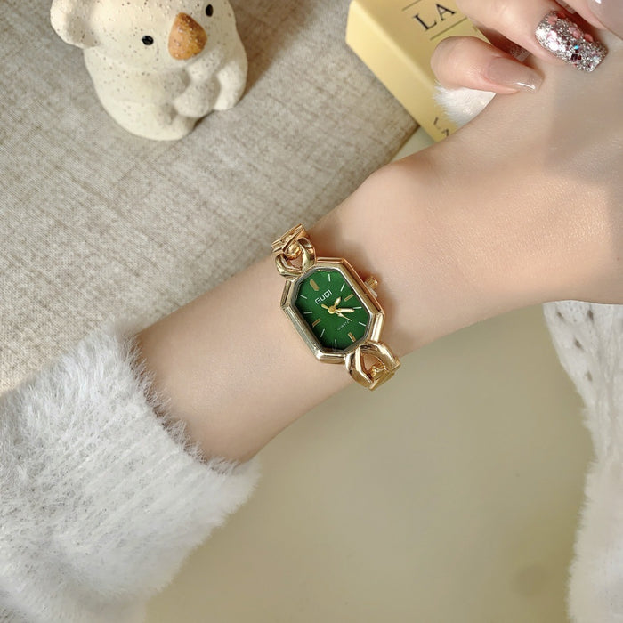 GUDI Geometric Open-Link Bracelet Watch - Women's Stainless Steel Quartz Jewelry Watch