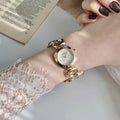 GUDI open-link round jewelry watch in gold tone with white dial