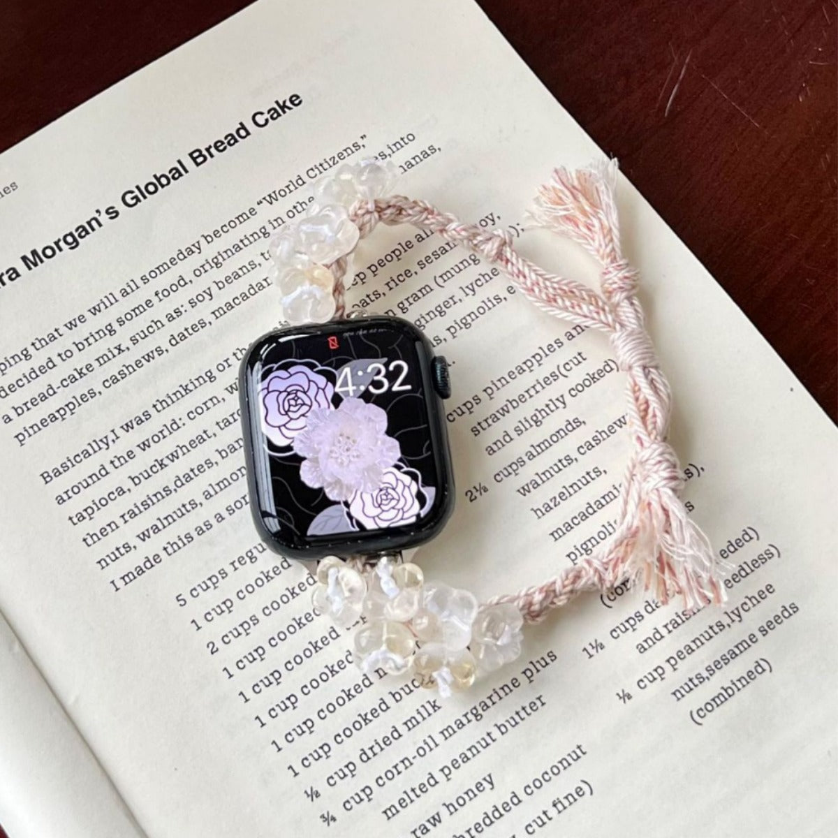 Clear gummy flower pull-cord Apple Watch band