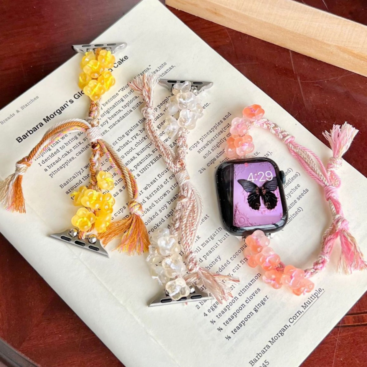 Yellow pink and clear gummy flower Apple Watch bands