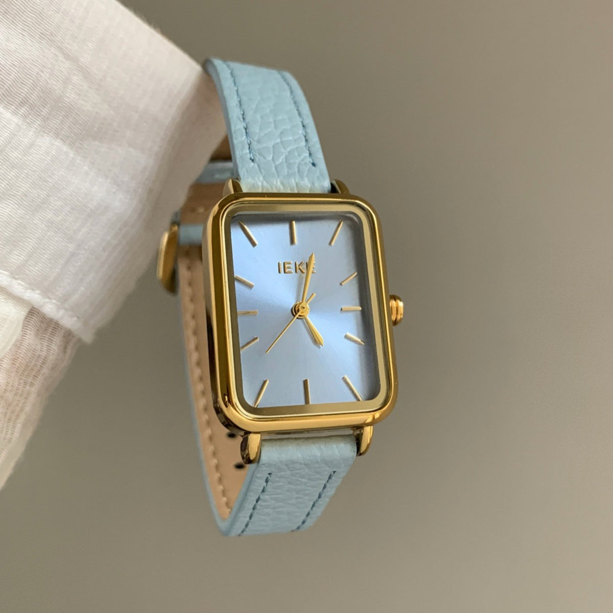 IEKE sky blue rectangular women's quartz watch