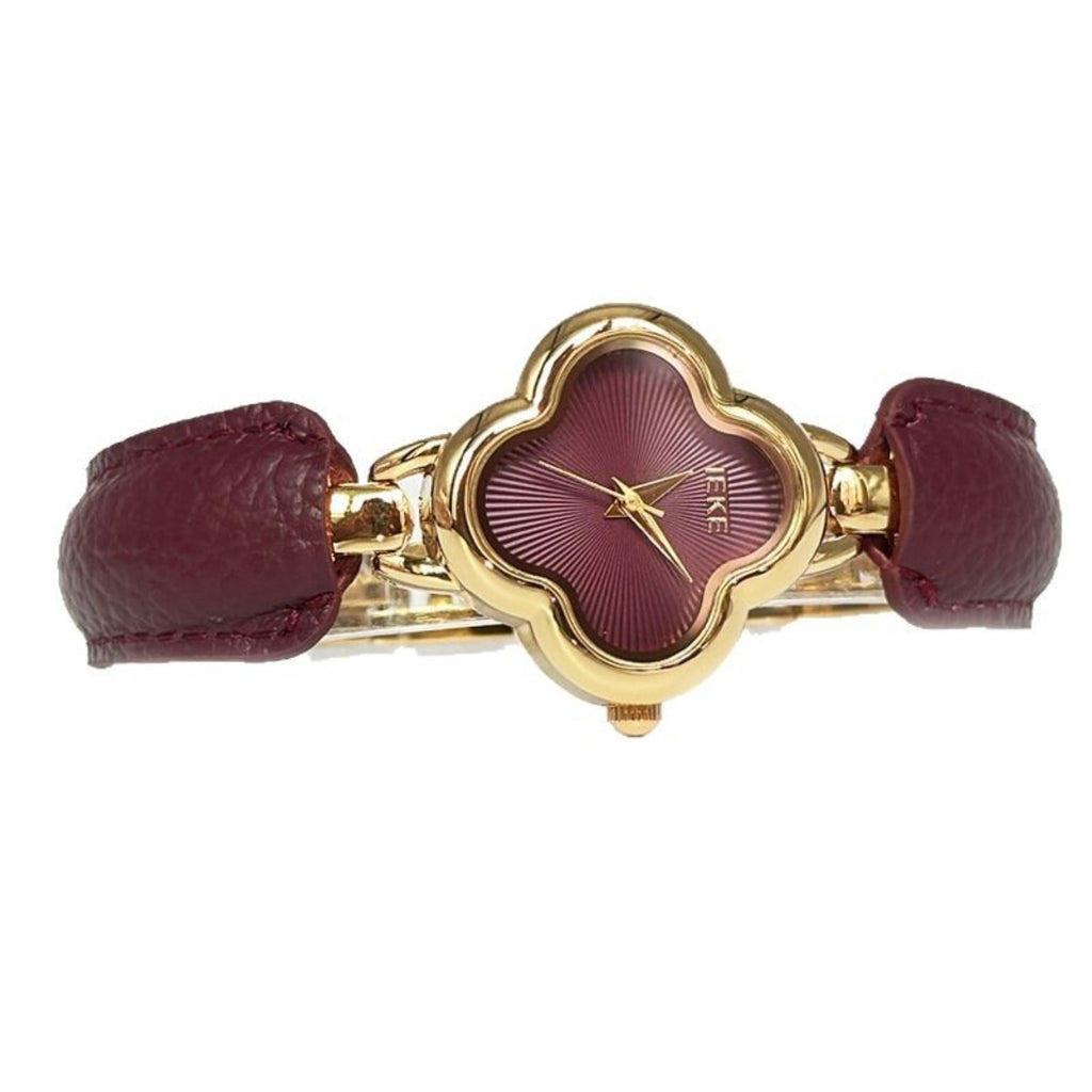 IEKE clover bangle watch burgundy front view