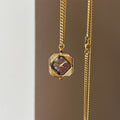 IEKE gold pendant necklace watch with burgundy octagonal dial