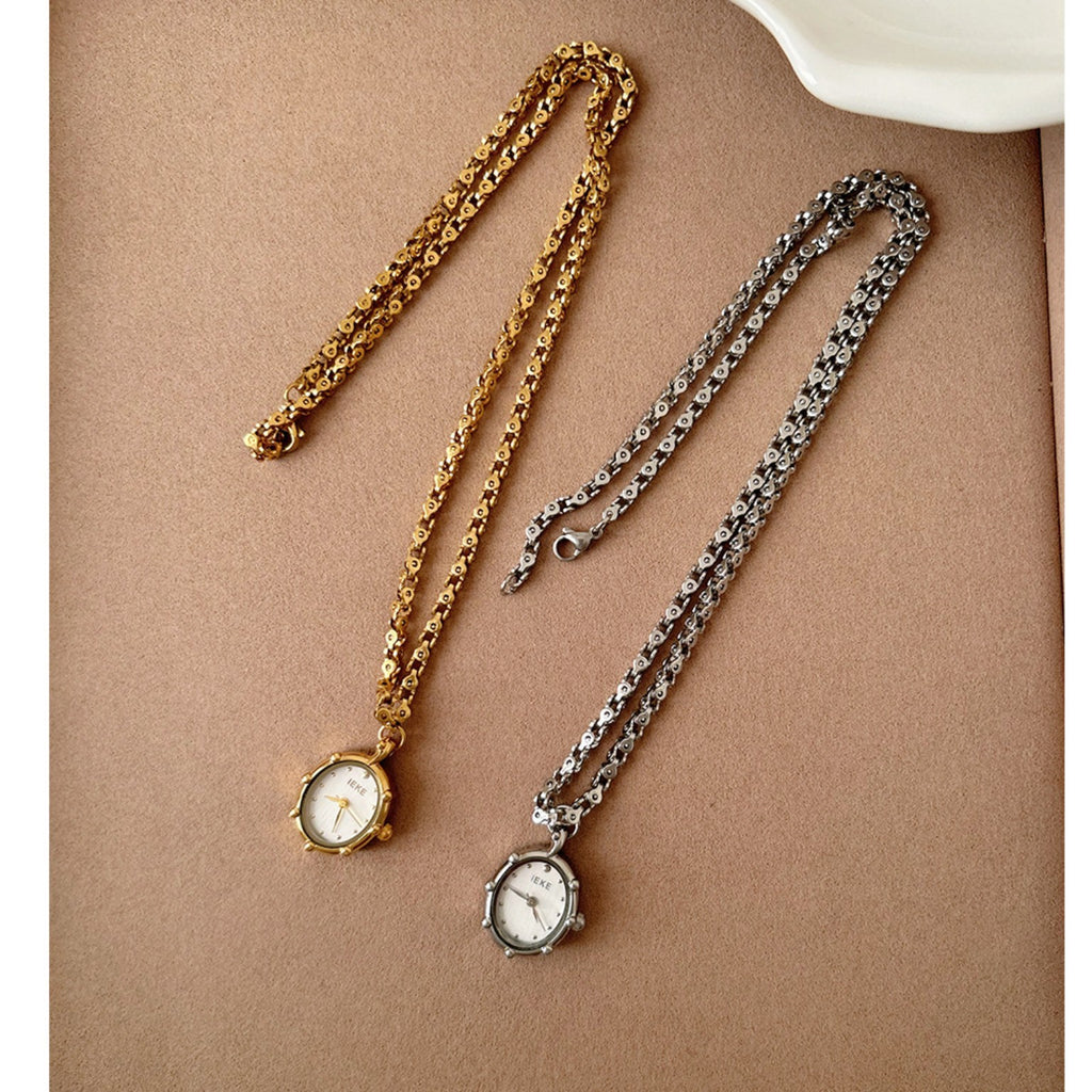 IEKE pendant necklace watch in gold and silver color options