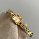 IEKE Vintage Petite Square Crystal-Bezel Bracelet Watch - Women's Quartz Dress Watch
