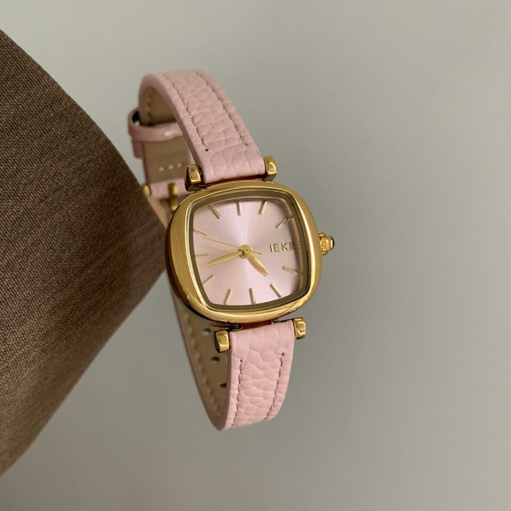 IEKE blush pink cushion watch close-up