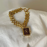 IEKE Square Chain Bracelet Watch - Women's Gold-Tone Jewelry Watch