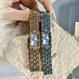 IEKE Vintage Rectangular Chain Bracelet Watch - Gold & Silver Women's Dress Watch