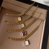 IEKE Vintage Triangle Chain Bracelet Watch - Square Pendant Quartz Watch