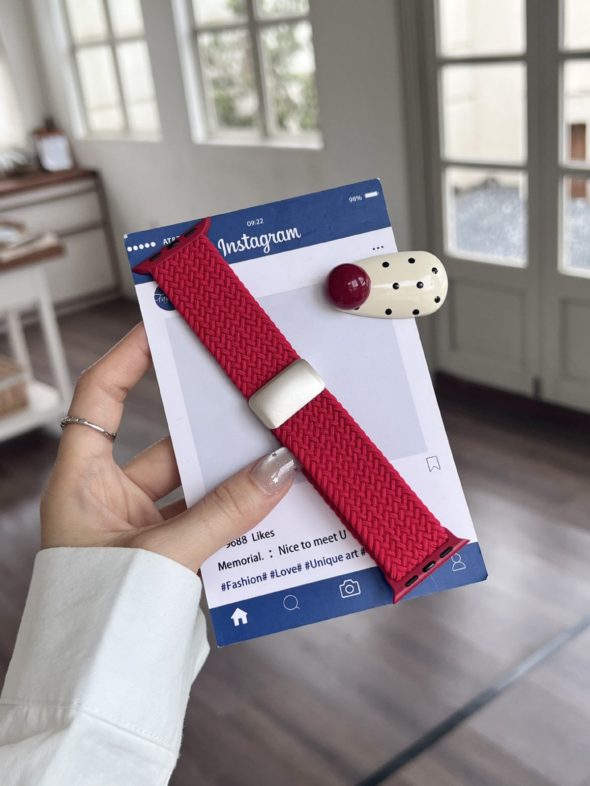 Woven Apple Watch band White Fleck