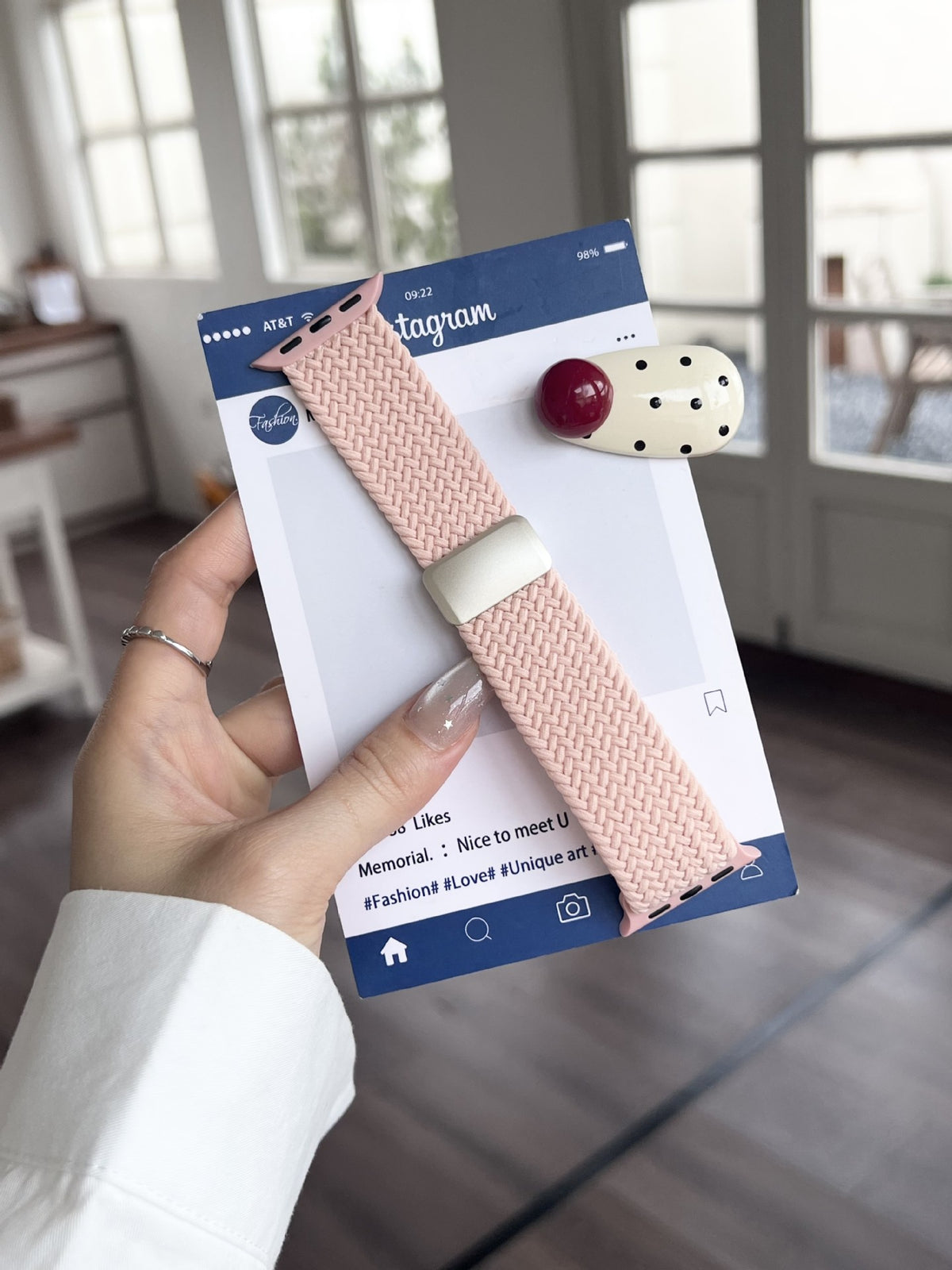 Woven Apple Watch band Wave Red Fleck