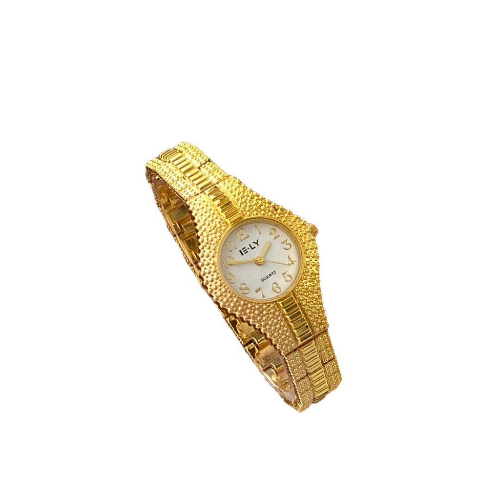 ISLY textured gold-tone stainless steel bracelet watch with silver dial isolated view