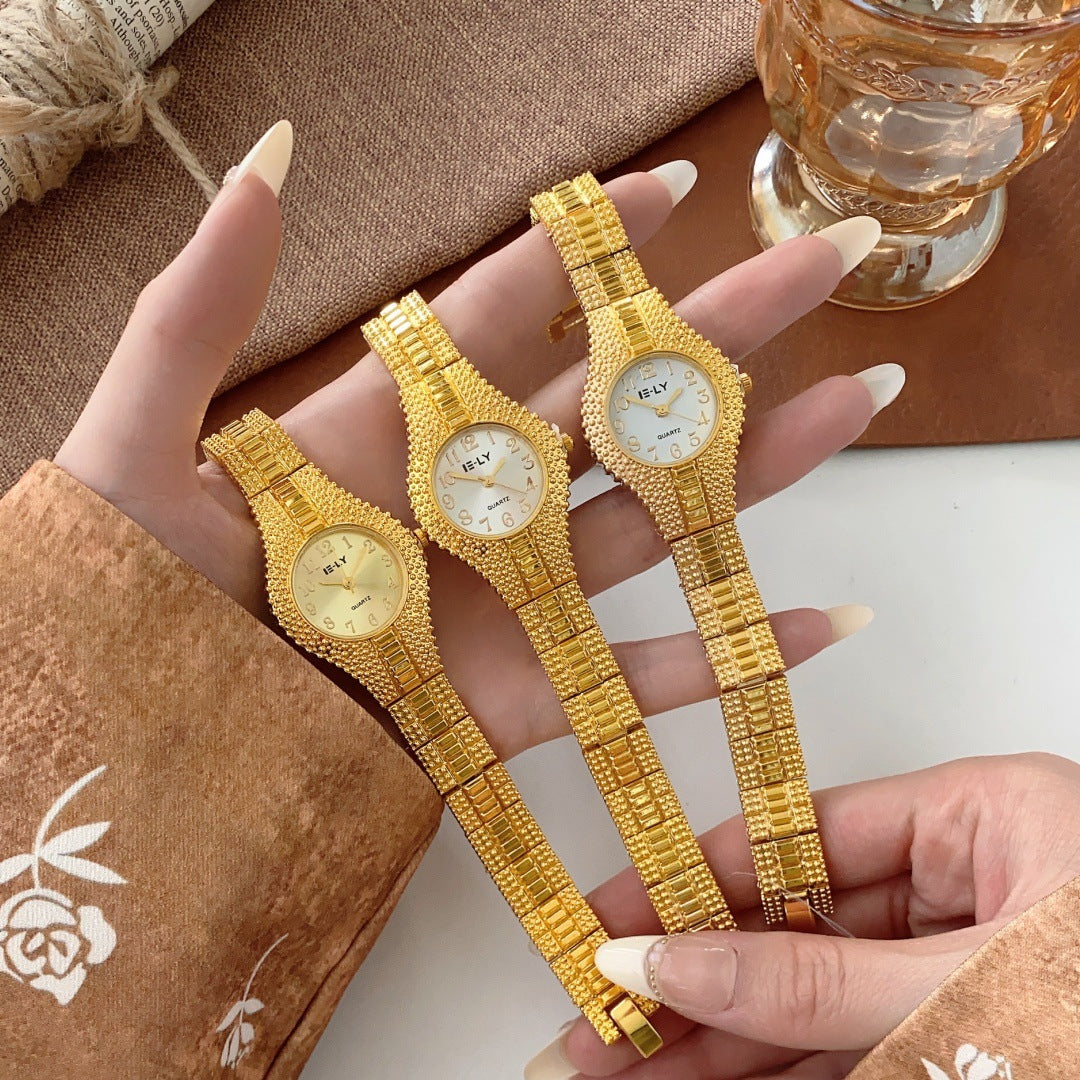 ISLY textured bracelet watch collection with champagne ivory and silver dials