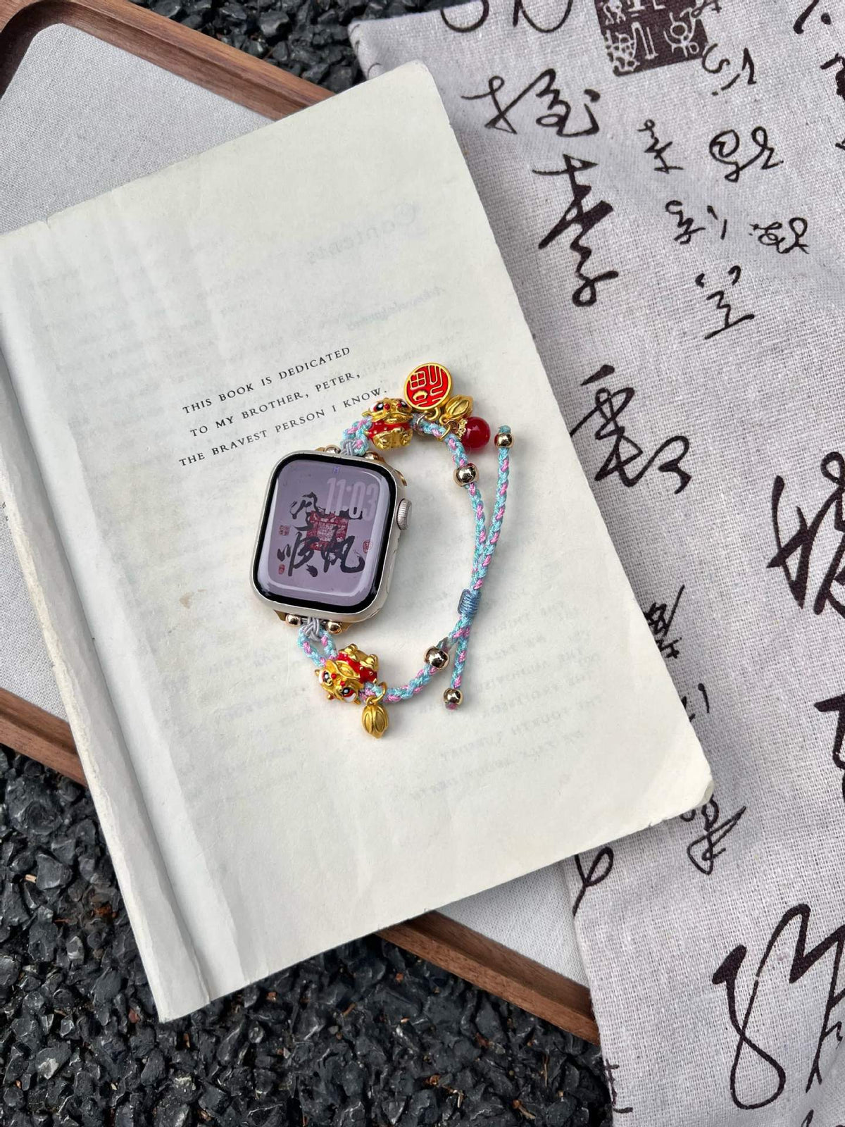 Blue lucky cord charm Apple Watch band