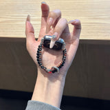 Midnight Ember Double-Strand Beaded Bracelet Band for Apple Watch