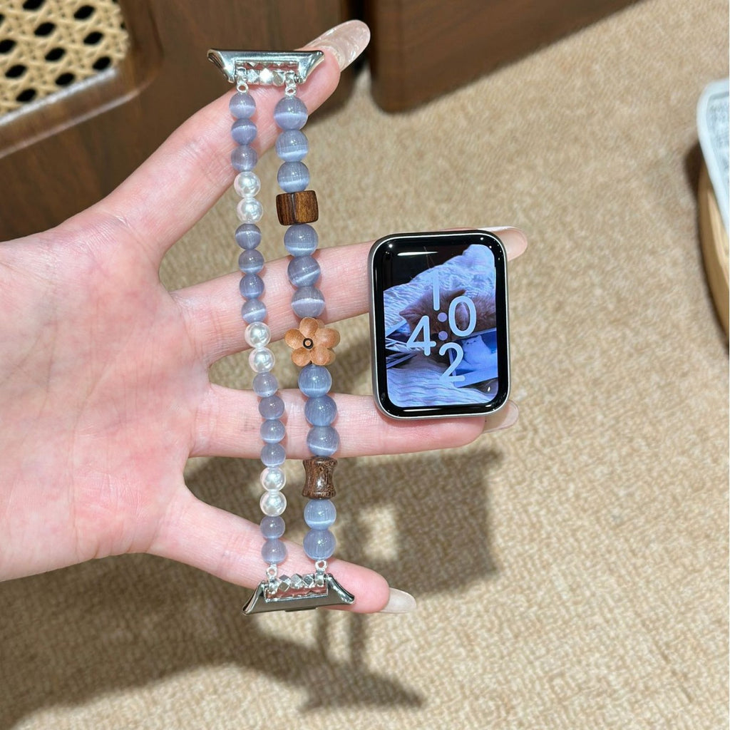 Mistwood flower jewellery smartwatch band laid flat