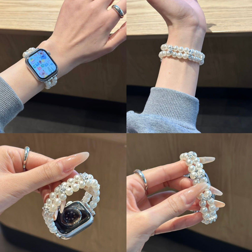Pearl Apple Watch band close-up views