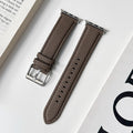 Pebbled leather smartwatch strap in deep coffee brown