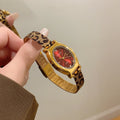 SUNLIFE leopard-print bracelet watch with burgundy dial