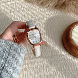 Vintage Cushion Office Watch - Women's Leather Strap Quartz Watch