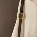IEKE Refined Tonneau Dial Watch with Genuine Leather Strap - Vintage Quartz Watch for Women