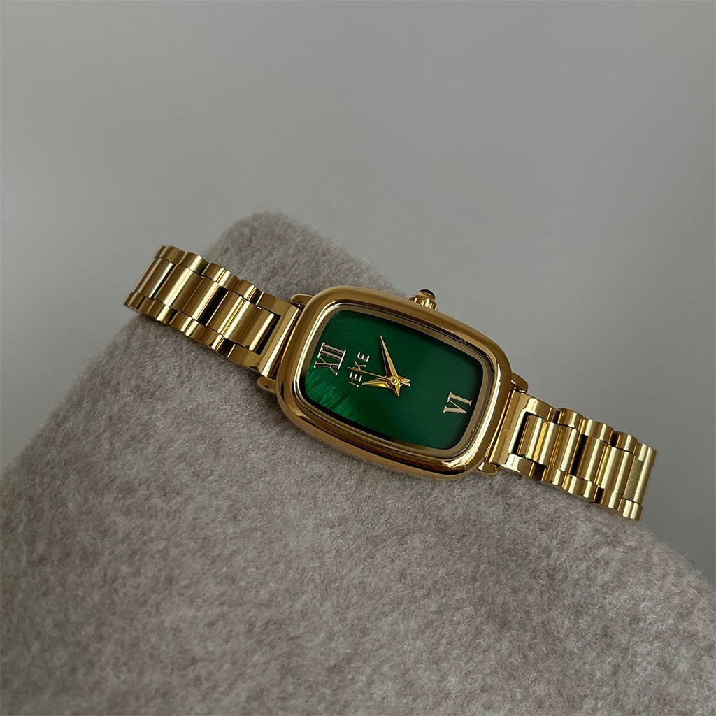 Cushion Mother of Pearl Dial Steel Bracelet Watch - Vintage Chic Quartz Watch for Women