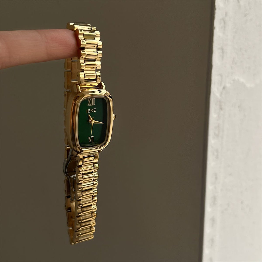 Cushion Mother of Pearl Dial Steel Bracelet Watch - Vintage Chic Quartz Watch for Women