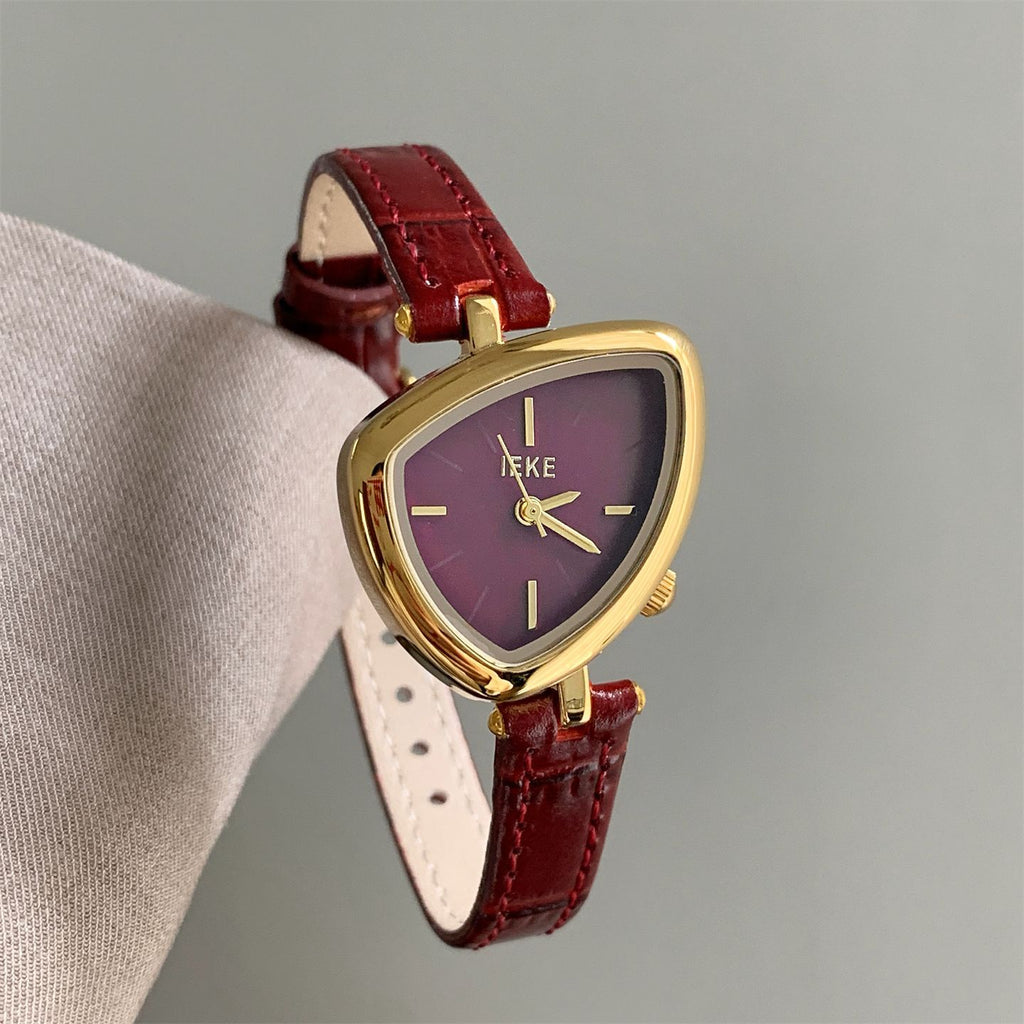 IEKE Sculptural Triangle Dial Steel Bracelet Watch - Geometric Quartz Watch for Women