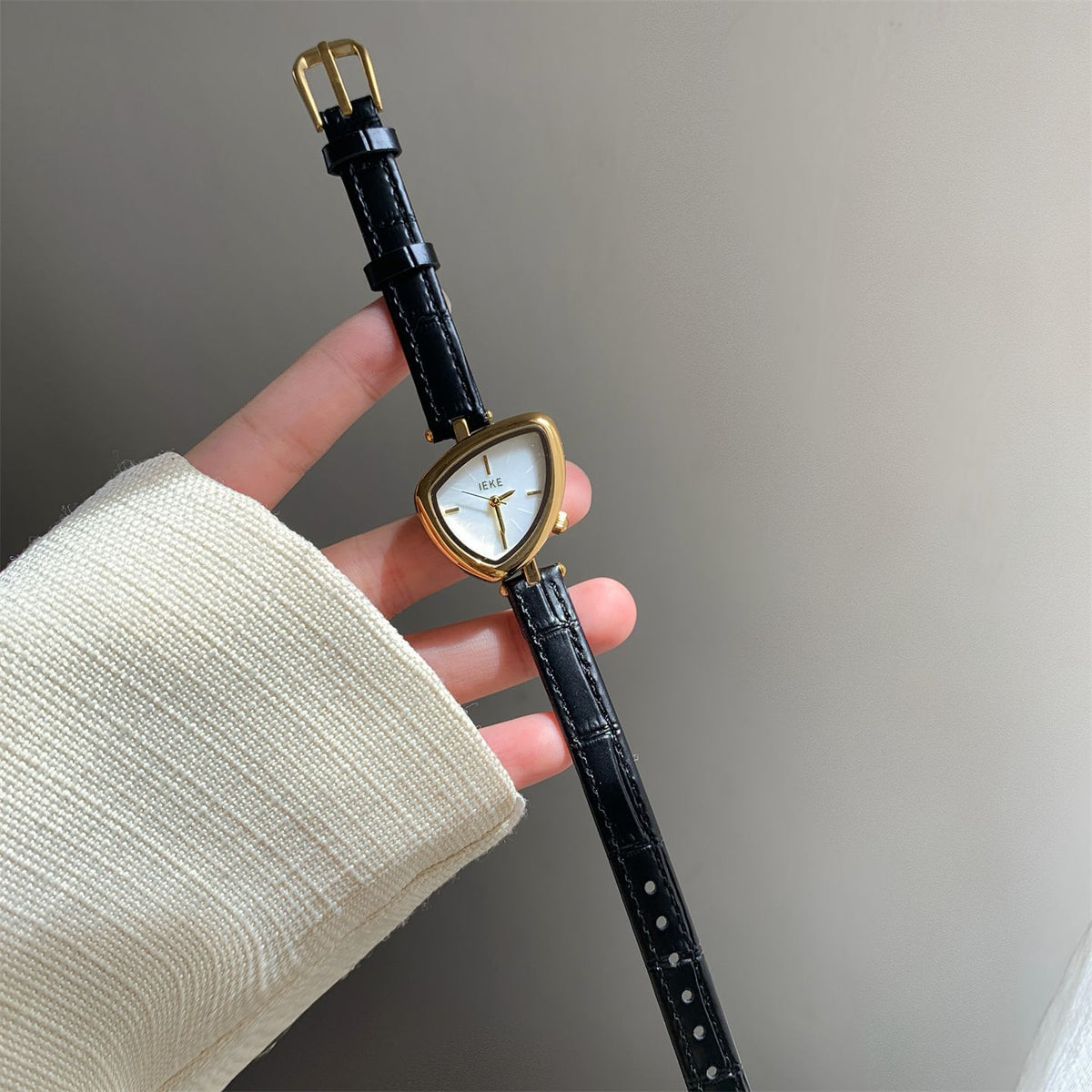 IEKE Sculptural Triangle Dial Steel Bracelet Watch - Geometric Quartz Watch for Women