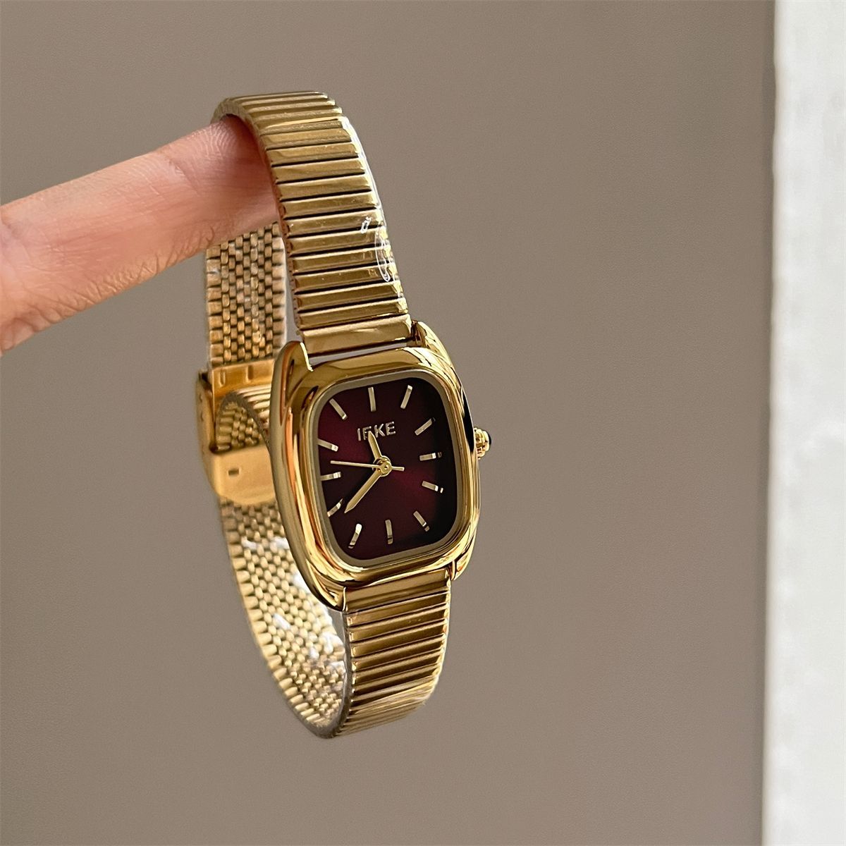 IEKE Eastern Minimalist Square Petite Watch with Leather Strap - Zen Chic Quartz Watch for Women