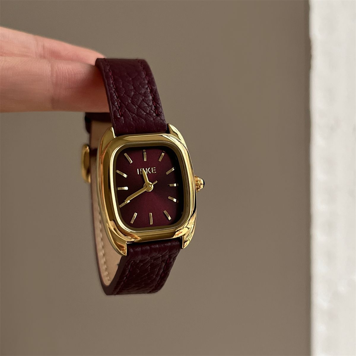 IEKE Eastern Minimalist Square Petite Watch with Leather Strap - Zen Chic Quartz Watch for Women