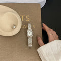 IEKE Sculptural Vase Silhouette Mother of Pearl Watch - Crystal Bezel Steel Bracelet Quartz Watch for Women