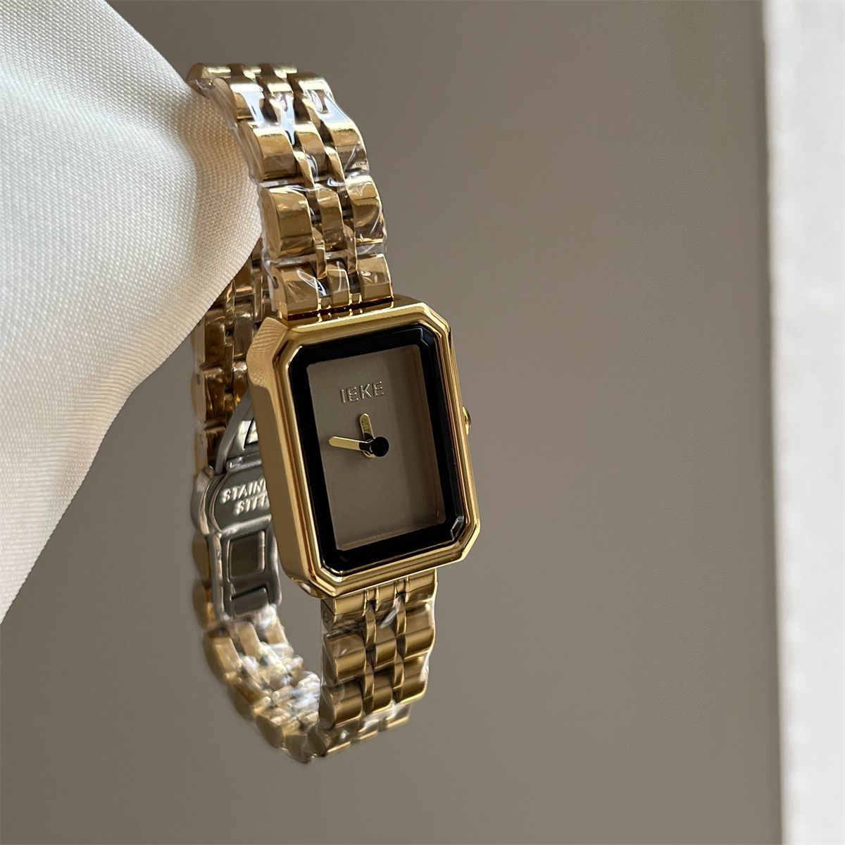 IEKE Gold Steel Watch with Charcoal Grey Dial - Contemporary Executive Quartz Watch for Women