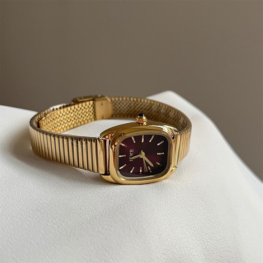 IEKE Eastern Minimalist Square Petite Watch with Leather Strap - Zen Chic Quartz Watch for Women
