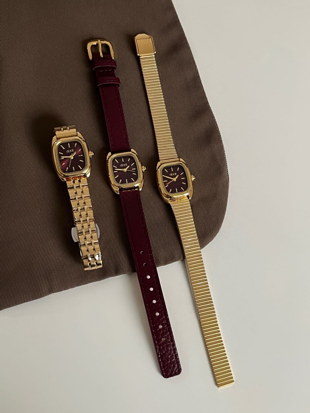 IEKE Eastern Minimalist Square Petite Watch with Leather Strap - Zen Chic Quartz Watch for Women
