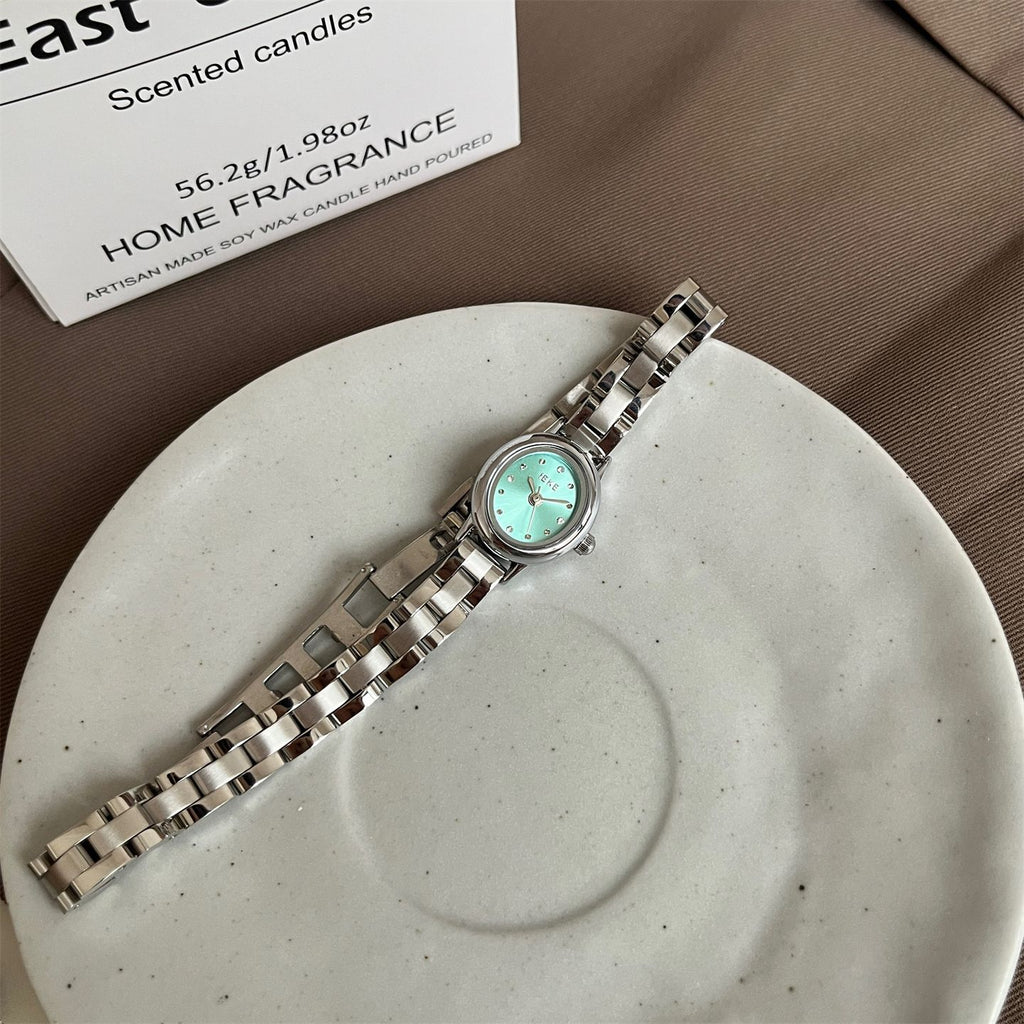 IEKE Mini Round Dial Steel Bracelet Academic Watch - Preppy Petite Quartz Watch for Women