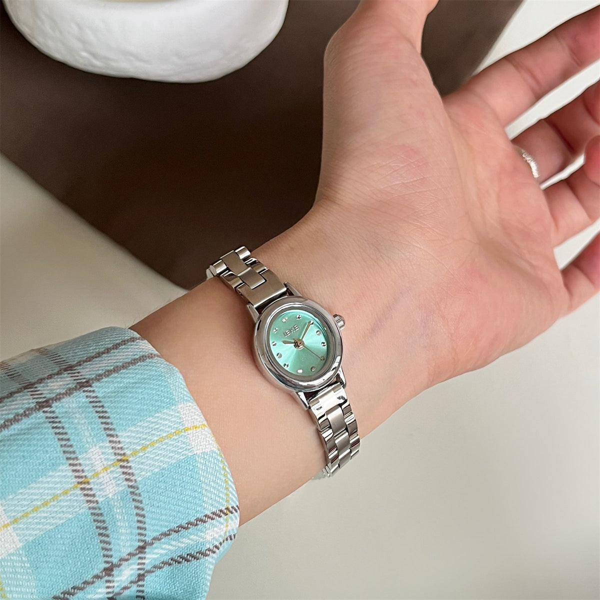 IEKE Mini Round Dial Steel Bracelet Academic Watch - Preppy Petite Quartz Watch for Women