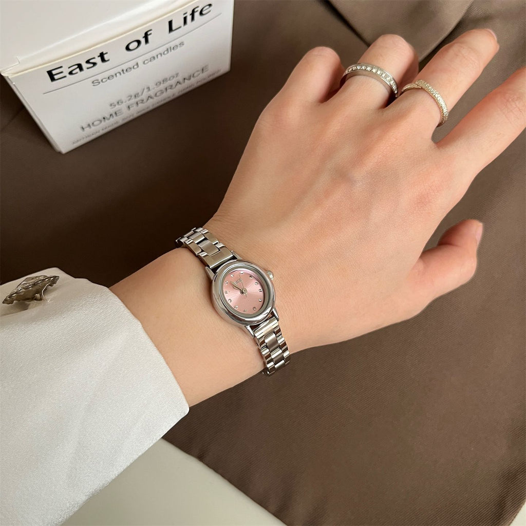 IEKE Mini Round Dial Steel Bracelet Academic Watch - Preppy Petite Quartz Watch for Women