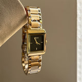 IEKE Executive Square Gold Steel Bracelet Watch - Timeless Business Quartz Watch for Women