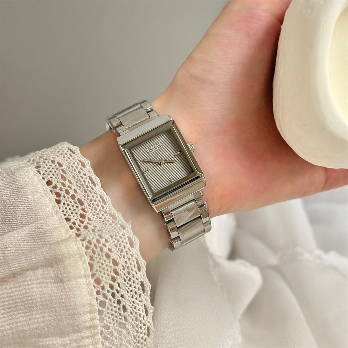 IEKE Executive Square Gold Steel Bracelet Watch - Timeless Business Quartz Watch for Women