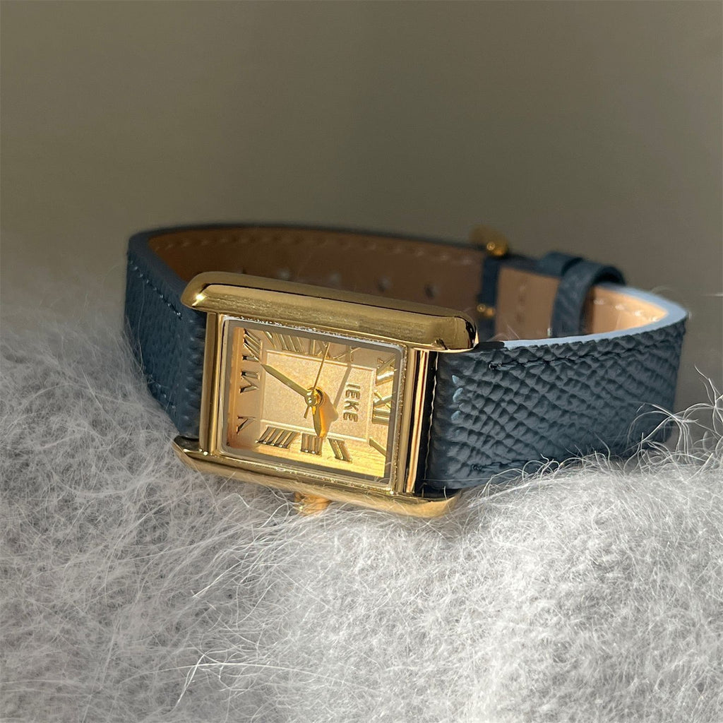 IEKE Vintage Artistic Petite Dial Leather Watch - Retro Chic Quartz Dress Watch for Women