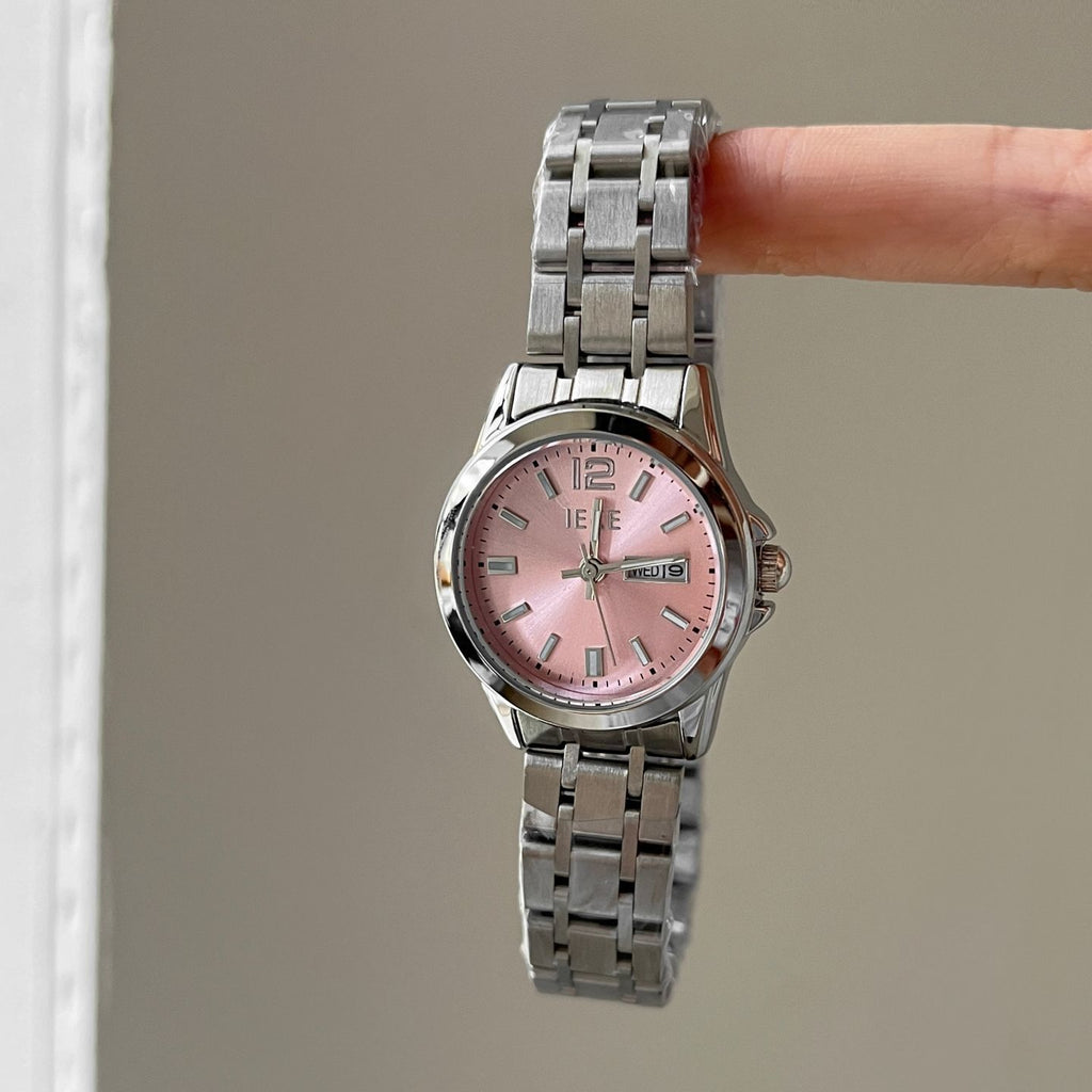 IEKE Slate Grey Minimalist Petite Dial Watch - Monochromatic Cold Aesthetic Quartz Watch for Women