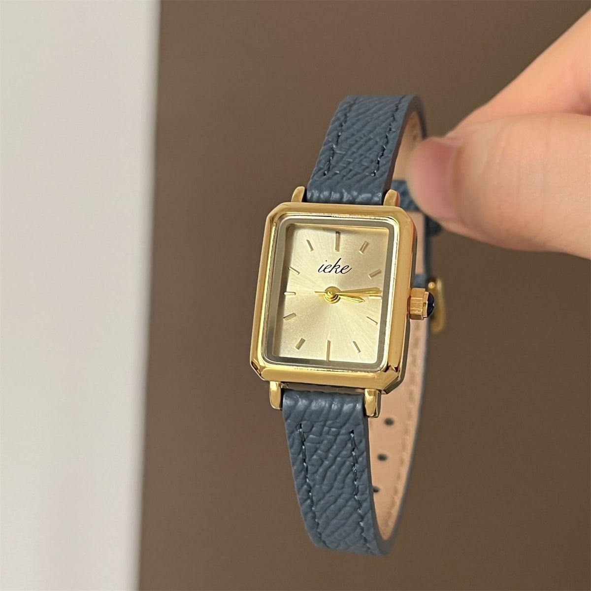 IEKE Preppy Academic Rectangular Tank Leather Watch - Collegiate Quartz Watch for Women