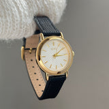 IEKE Literary Minimalist Petite Round Leather Watch - Vintage Atelier Quartz Watch for Women