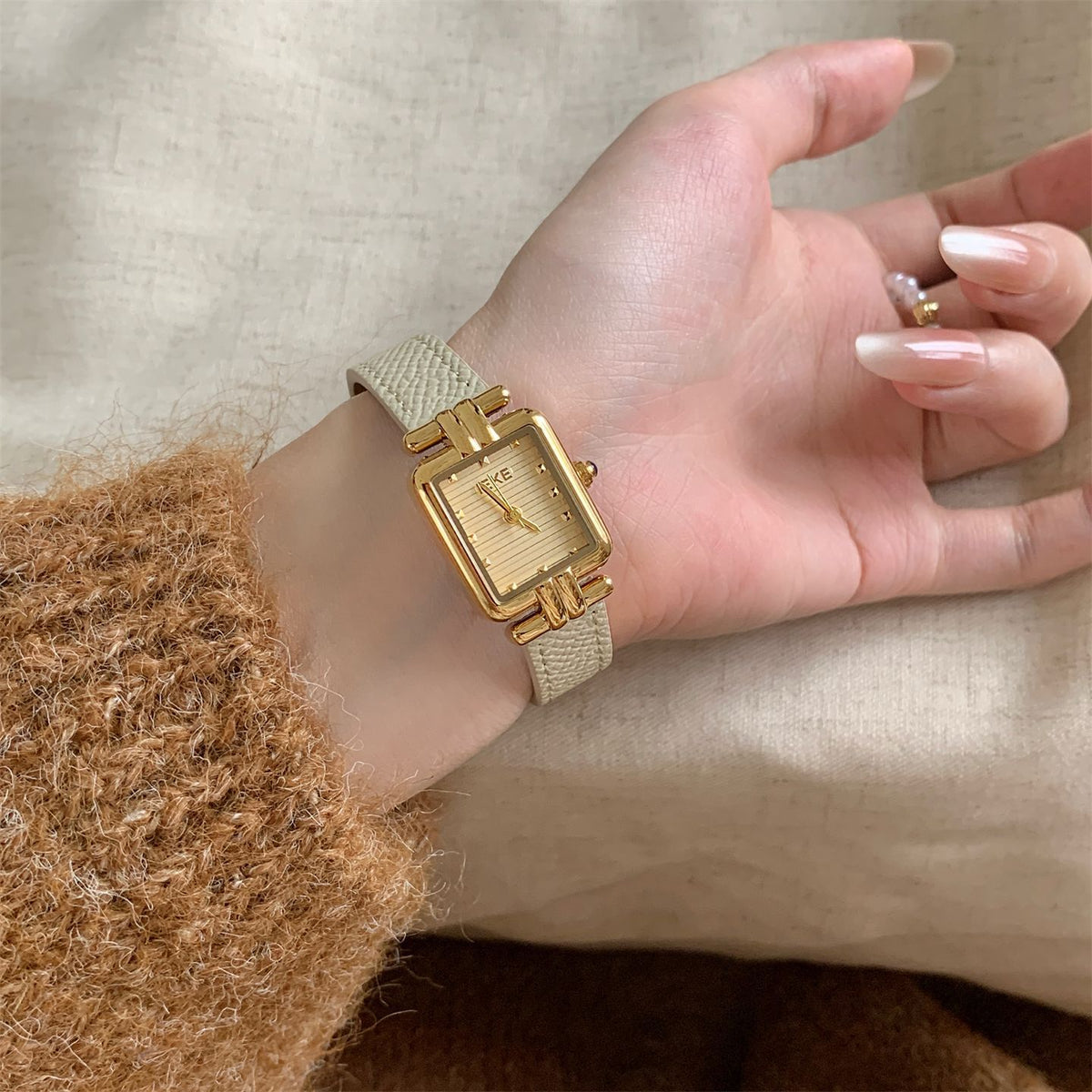 IEKE French Salon Petite Leather Watch - Dainty Haute Couture Quartz Watch for Women