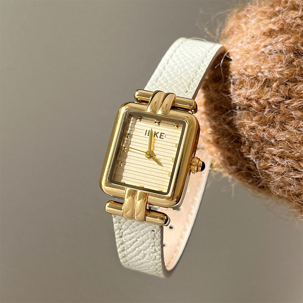 IEKE French Salon Petite Leather Watch - Dainty Haute Couture Quartz Watch for Women