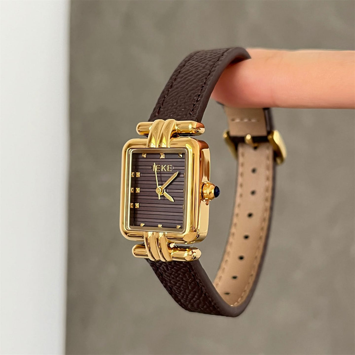 IEKE French Salon Petite Leather Watch - Dainty Haute Couture Quartz Watch for Women