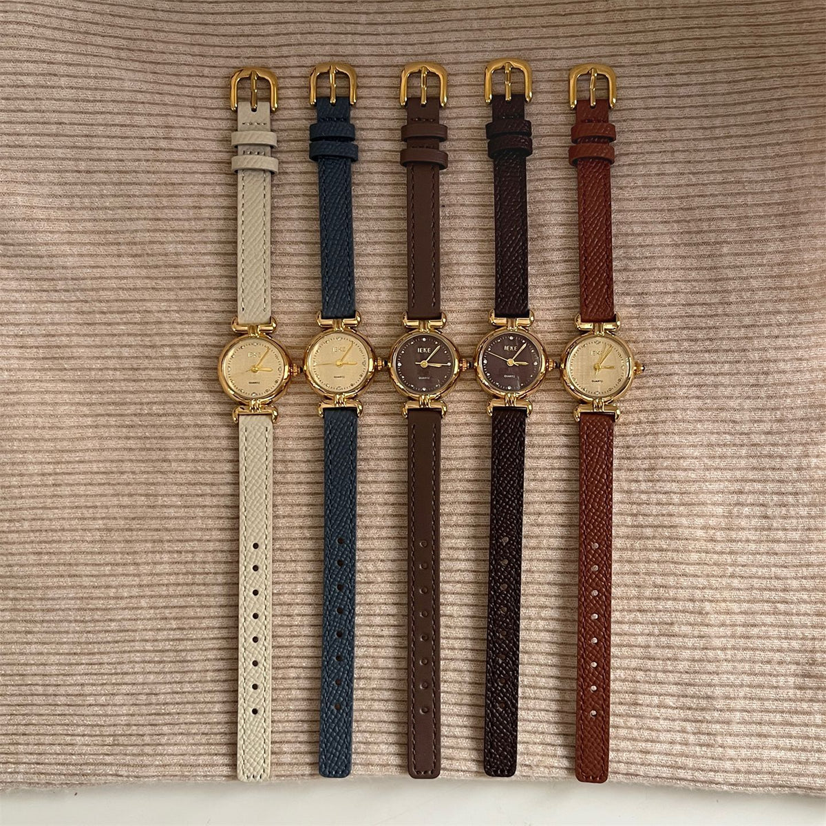 IEKE Minimalist Round Slim Band Collegiate Watch - Preppy Everyday Quartz Watch for Women