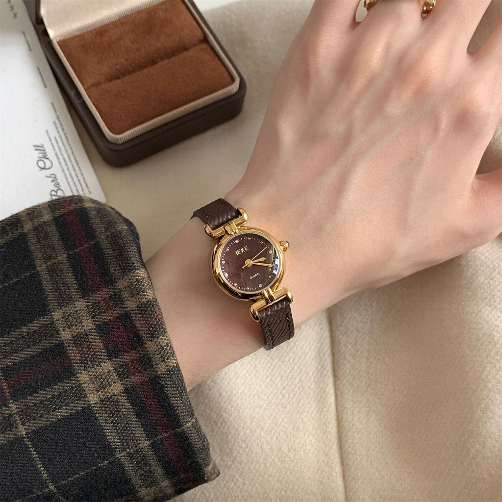 IEKE Minimalist Round Slim Band Collegiate Watch - Preppy Everyday Quartz Watch for Women