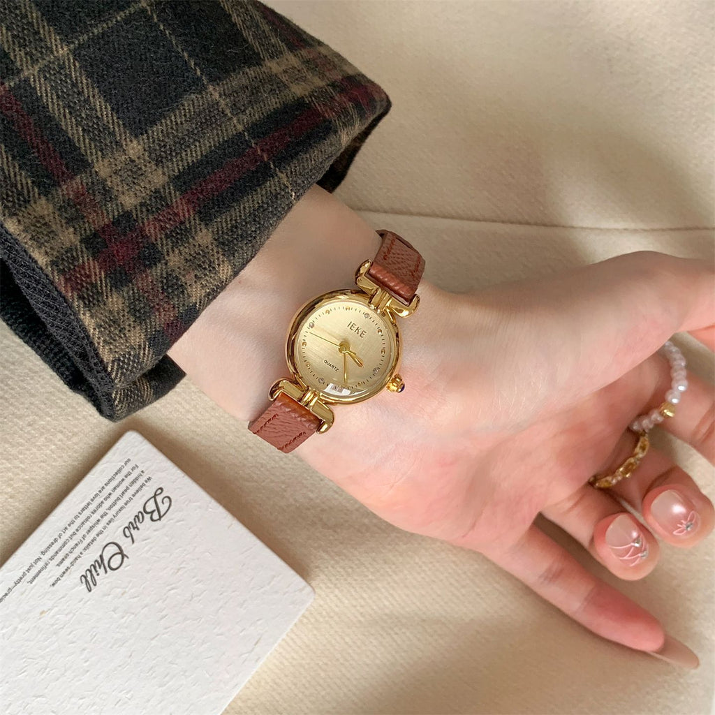 IEKE Minimalist Round Slim Band Collegiate Watch - Preppy Everyday Quartz Watch for Women
